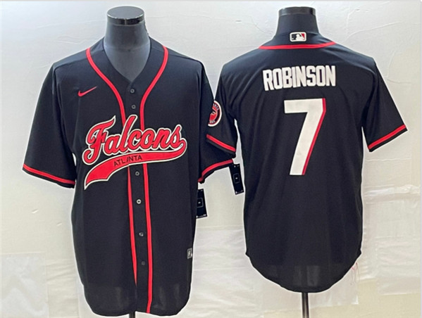 Atlanta Falcons #7 Bijan Robinson Black With Patch Cool Base Stitched Baseball Jersey